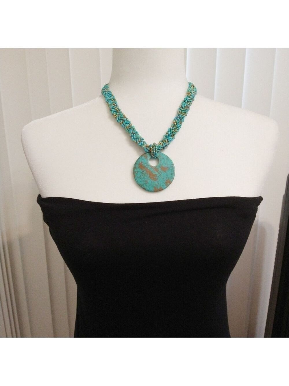New Faux Turquoise Seed Beads Necklace Set ♥️ - Picture 1 of 7